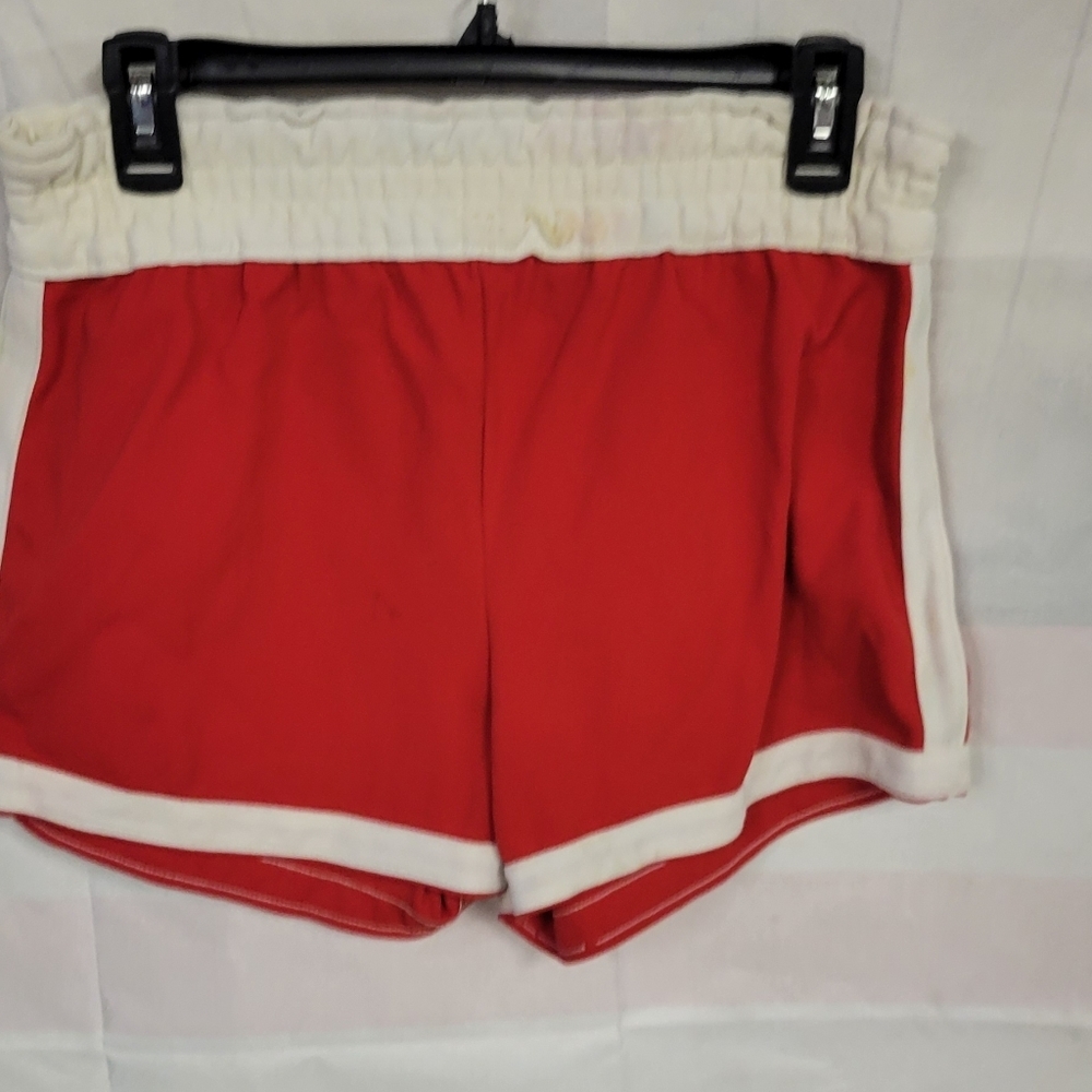 Vintage 1980s Red Athletic Shorts 30" Unstretched Elastic Waist 6" inseam